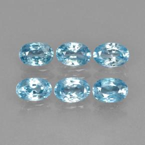 4.36 ctw Blue Zircon Stones, Natural Zircon in Oval Facet Shape for Sale