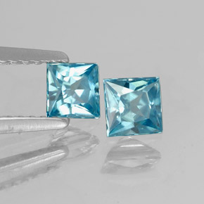 1.06 ct Blue Zircon Stone, Natural Zircon in Princess-Cut Shape for Sale