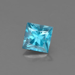 0.58 ct Blue Zircon Gemstone, Zircon Gem in Princess-Cut Shape for Sale.