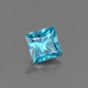 0.58 ct Blue Zircon Stone, Natural Zircon in Princess-Cut Shape for Sale