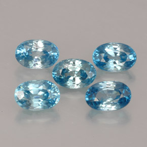 4.36 ct Blue Zircon Stone, Natural Zircon in Oval Facet Shape for Sale
