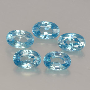 3.89 ct Blue Zircon Gemstone, Zircon Gem in Oval Facet Shape for Sale.