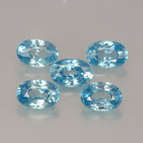 3.89 ct Blue Zircon Stone, Natural Zircon in Oval Facet Shape for Sale