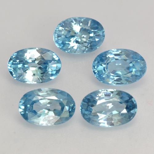 4.08 ctw Blue Zircon Gemstones, Zircon Gems in Oval Facet Shape for Sale.