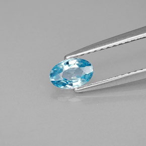 0.54 ct Blue Zircon Gemstone, Zircon Gem in Oval Facet Shape for Sale.