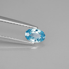 0.54 ct Blue Zircon Stone, Natural Zircon in Oval Facet Shape for Sale