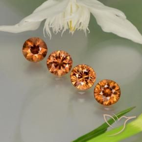 3.73 ctw Orange Zircon Stones, Natural Zircon in Diamond-Cut Shape for Sale