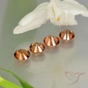 Zircon Gemstones in 5.5 mm (calibrated) Size for Sale, Zircon Stones in Medium-Dark Orange  Color