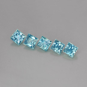 2.17 ct Blue Zircon Gemstone, Zircon Gem in Princess-Cut Shape for Sale.