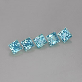 2.17 ct Blue Zircon Stone, Natural Zircon in Princess-Cut Shape for Sale