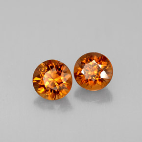 1.91 ct Orange Zircon Stone, Natural Zircon in Round Facet Shape for Sale