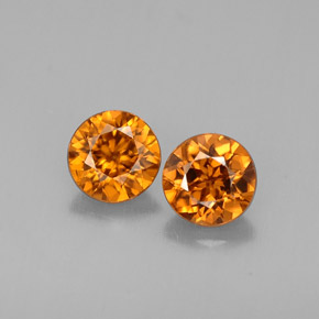 1.86 ct Orange Zircon Gemstone, Zircon Gem in Round Facet Shape for Sale.
