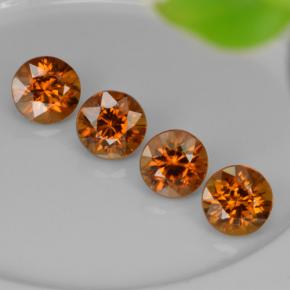 4.23 ctw Orange Zircon Stones, Natural Zircon in Round Facet Shape for Sale