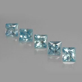 2.44 ct Blue Zircon Stone, Natural Zircon in Princess-Cut Shape for Sale