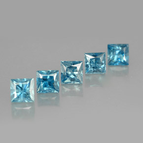 2.67 ct Blue Zircon Stone, Natural Zircon in Princess-Cut Shape for Sale