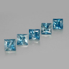 2.59 ct Blue Zircon Gemstone, Zircon Gem in Princess-Cut Shape for Sale.
