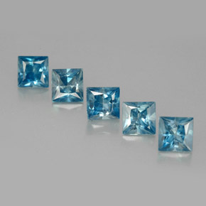 2.59 ct Blue Zircon Stone, Natural Zircon in Princess-Cut Shape for Sale
