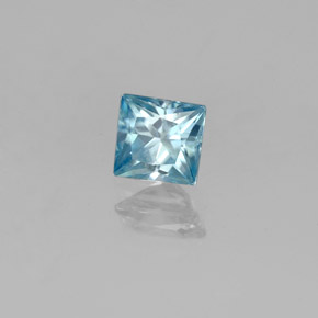 0.62 ct Blue Zircon Stone, Natural Zircon in Princess-Cut Shape for Sale