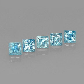 3.02 ct Blue Zircon Gemstone, Zircon Gem in Princess-Cut Shape for Sale.