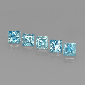 3.02 ct Blue Zircon Stone, Natural Zircon in Princess-Cut Shape for Sale