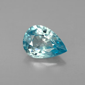 1.43 ct Blue Zircon Gemstone, Zircon Gem in Pear Facet Shape for Sale.