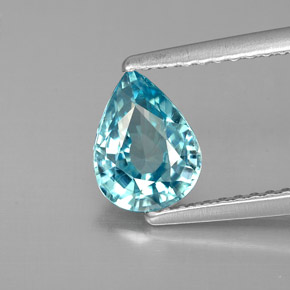 1.41 ct Blue Zircon Gemstone, Zircon Gem in Pear Facet Shape for Sale.
