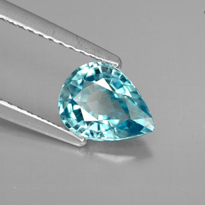 1.41 ct Blue Zircon Stone, Natural Zircon in Pear Facet Shape for Sale