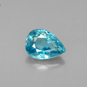 1.28 ct Blue Zircon Gemstone, Zircon Gem in Pear Facet Shape for Sale.