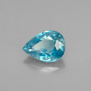 1.28 ct Blue Zircon Stone, Natural Zircon in Pear Facet Shape for Sale