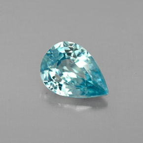 1.46 ct Blue Zircon Gemstone, Zircon Gem in Pear Facet Shape for Sale.