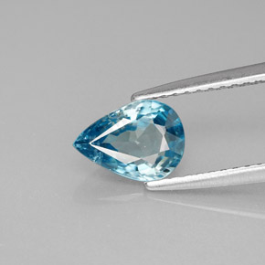 1.45 ct Blue Zircon Gemstone, Zircon Gem in Pear Facet Shape for Sale.