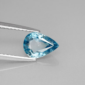 1.45 ct Blue Zircon Stone, Natural Zircon in Pear Facet Shape for Sale