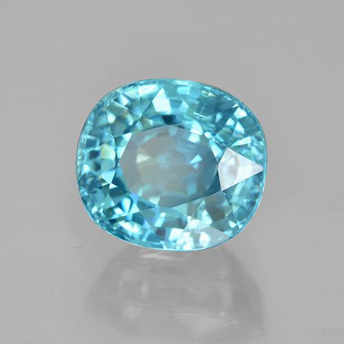3.87 ct Blue Zircon Stone, Natural Zircon in Oval Facet Shape for Sale