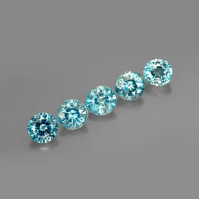 3.28 ct Blue Zircon Stone, Natural Zircon in Round Facet Shape for Sale