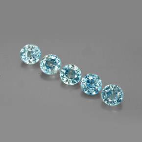 3.40 ct Blue Zircon Gemstone, Zircon Gem in Round Facet Shape for Sale.