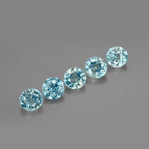 3.40 ct Blue Zircon Stone, Natural Zircon in Round Facet Shape for Sale