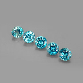 3.17 ct Blue Zircon Gemstone, Zircon Gem in Round Facet Shape for Sale.