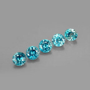 3.17 ct Blue Zircon Stone, Natural Zircon in Round Facet Shape for Sale