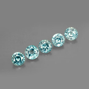 3.15 ct Blue Zircon Stone, Natural Zircon in Round Facet Shape for Sale
