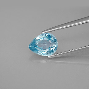 1.55 ct Blue Zircon Gemstone, Zircon Gem in Pear Facet Shape for Sale.