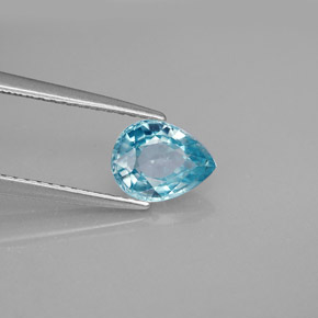 1.55 ct Blue Zircon Stone, Natural Zircon in Pear Facet Shape for Sale