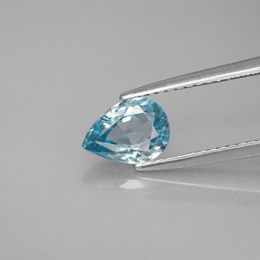 1.45 ct Blue Zircon Gemstone, Zircon Gem in Pear Facet Shape for Sale.