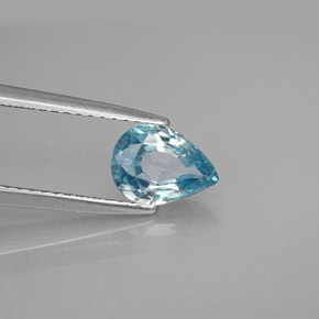 1.45 ct Blue Zircon Stone, Natural Zircon in Pear Facet Shape for Sale