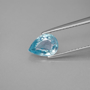 1.64 ct Blue Zircon Gemstone, Zircon Gem in Pear Facet Shape for Sale.