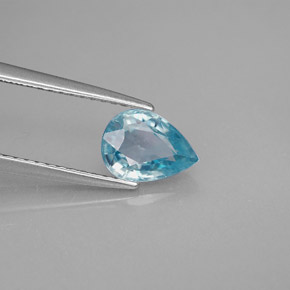 1.64 ct Blue Zircon Stone, Natural Zircon in Pear Facet Shape for Sale