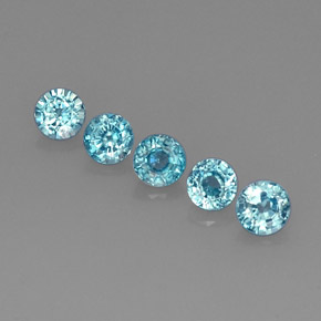 3.09 ct Blue Zircon Gemstone, Zircon Gem in Round Facet Shape for Sale.
