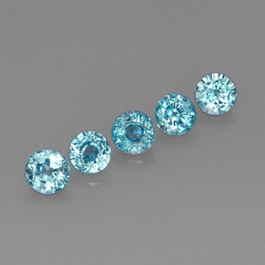 3.09 ct Blue Zircon Stone, Natural Zircon in Round Facet Shape for Sale