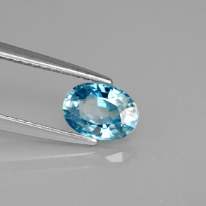 1.23 ct Blue Zircon Stone, Natural Zircon in Oval Facet Shape for Sale