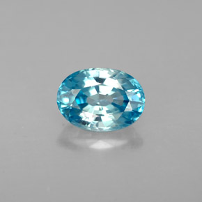 1.41 ct Blue Zircon Gemstone, Zircon Gem in Oval Facet Shape for Sale.