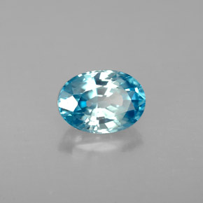 1.41 ct Blue Zircon Stone, Natural Zircon in Oval Facet Shape for Sale